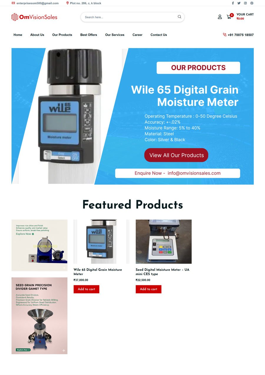 OmVisionSales eCommerce project screenshot